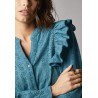 Blouse volantée en broderie anglaise, manches longues élastiquées