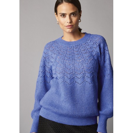 Pull maille anglaise, tricotage soleil ajouré